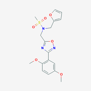 molecular formula C17H19N3O6S B361632 N-{[3-(2,5-dimethoxyphenyl)-1,2,4-oxadiazol-5-yl]methyl}-N-(furan-2-ylmethyl)methanesulfonamide CAS No. 921074-99-9