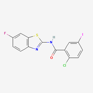 molecular formula C14H7ClFIN2OS B3616328 2-chloro-N-(6-fluoro-1,3-benzothiazol-2-yl)-5-iodobenzamide 