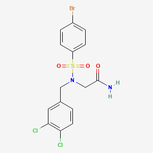 molecular formula C15H13BrCl2N2O3S B3616352 N~2~-[(4-bromophenyl)sulfonyl]-N~2~-(3,4-dichlorobenzyl)glycinamide 