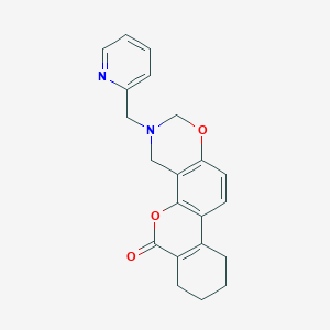 molecular formula C21H20N2O3 B361639 3-(Pyridin-2-ylmethyl)-2,4,7,8,9,10-hexahydroisochromeno[3,4-f][1,3]benzoxazin-6-one CAS No. 902315-39-3