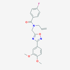 N-[[3-(3,4-dimethoxyphenyl)-1,2,4-oxadiazol-5-yl]methyl]-4-fluoro-N-prop-2-enylbenzamide