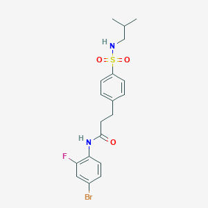 molecular formula C19H22BrFN2O3S B3616438 N-(4-bromo-2-fluorophenyl)-3-{4-[(isobutylamino)sulfonyl]phenyl}propanamide 