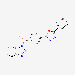 molecular formula C21H13N5O2 B3616464 1-[4-(5-phenyl-1,3,4-oxadiazol-2-yl)benzoyl]-1H-1,2,3-benzotriazole 