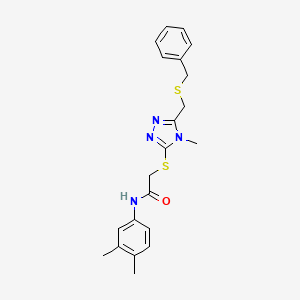 2-[[5-(benzylsulfanylmethyl)-4-methyl-1,2,4-triazol-3-yl]sulfanyl]-N-(3,4-dimethylphenyl)acetamide