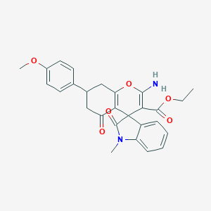 ethyl 2-amino-7-(4-methoxyphenyl)-1'-methyl-2',5-dioxospiro[7,8-dihydro-6H-chromene-4,3'-indole]-3-carboxylate