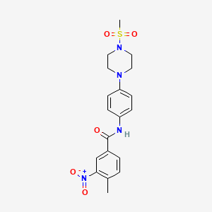 molecular formula C19H22N4O5S B3616532 4-methyl-N-{4-[4-(methylsulfonyl)-1-piperazinyl]phenyl}-3-nitrobenzamide 