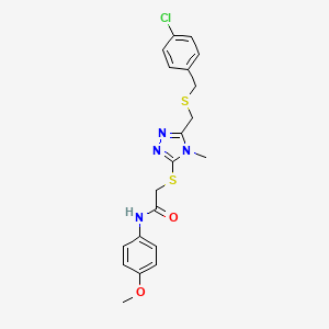 molecular formula C20H21ClN4O2S2 B3616539 2-[(5-{[(4-chlorobenzyl)thio]methyl}-4-methyl-4H-1,2,4-triazol-3-yl)thio]-N-(4-methoxyphenyl)acetamide 