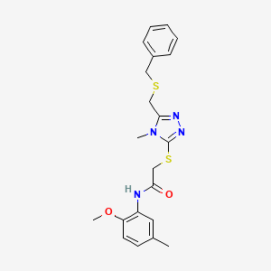 2-[[5-(benzylsulfanylmethyl)-4-methyl-1,2,4-triazol-3-yl]sulfanyl]-N-(2-methoxy-5-methylphenyl)acetamide