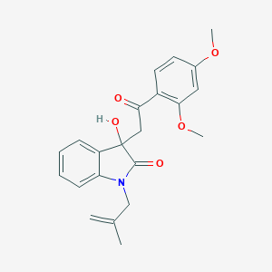 molecular formula C22H23NO5 B361655 3-[2-(2,4-dimethoxyphenyl)-2-oxoethyl]-3-hydroxy-1-(2-methyl-2-propenyl)-1,3-dihydro-2H-indol-2-one CAS No. 896650-86-5