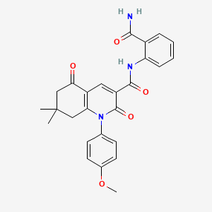 N-(2-CARBAMOYLPHENYL)-1-(4-METHOXYPHENYL)-7,7-DIMETHYL-2,5-DIOXO-1,2,5,6,7,8-HEXAHYDRO-3-QUINOLINECARBOXAMIDE