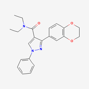 molecular formula C22H23N3O3 B3616558 3-(2,3-dihydro-1,4-benzodioxin-6-yl)-N,N-diethyl-1-phenyl-1H-pyrazole-4-carboxamide 