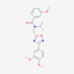 molecular formula C22H25N3O5 B361657 N-[[3-(3,4-dimethoxyphenyl)-1,2,4-oxadiazol-5-yl]methyl]-3-methoxy-N-propan-2-ylbenzamide CAS No. 879473-81-1