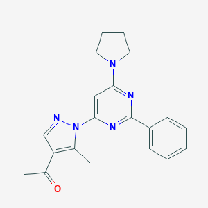 molecular formula C20H21N5O B361658 1-{5-methyl-1-[2-phenyl-6-(1-pyrrolidinyl)-4-pyrimidinyl]-1H-pyrazol-4-yl}ethanone CAS No. 1001942-44-4
