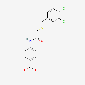 molecular formula C17H15Cl2NO3S B3616585 methyl 4-({[(3,4-dichlorobenzyl)thio]acetyl}amino)benzoate 