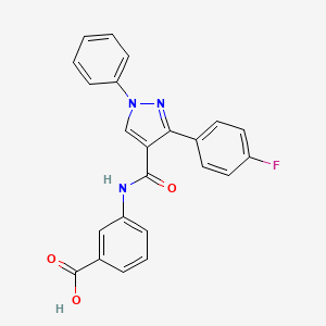 molecular formula C23H16FN3O3 B3616596 3-({[3-(4-fluorophenyl)-1-phenyl-1H-pyrazol-4-yl]carbonyl}amino)benzoic acid 