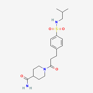 molecular formula C19H29N3O4S B3616601 1-(3-{4-[(isobutylamino)sulfonyl]phenyl}propanoyl)-4-piperidinecarboxamide 