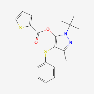 molecular formula C19H20N2O2S2 B3616663 1-tert-butyl-3-methyl-4-(phenylthio)-1H-pyrazol-5-yl 2-thiophenecarboxylate 