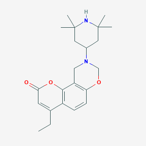 molecular formula C22H30N2O3 B361668 4-ethyl-9-(2,2,6,6-tetramethyl-4-piperidinyl)-9,10-dihydro-2H,8H-chromeno[8,7-e][1,3]oxazin-2-one CAS No. 903199-07-5