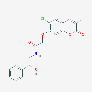 molecular formula C21H20ClNO5 B361672 2-[(6-chloro-3,4-dimethyl-2-oxo-2H-chromen-7-yl)oxy]-N-(2-hydroxy-2-phenylethyl)acetamide CAS No. 879578-11-7