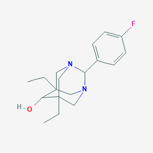 molecular formula C18H25FN2O B361673 5,7-Diethyl-2-(4-fluorophenyl)-1,3-diazatricyclo[3.3.1.1~3,7~]decan-6-ol CAS No. 897836-68-9