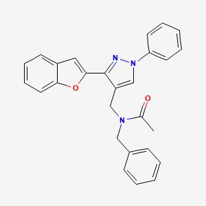 molecular formula C27H23N3O2 B3616730 N-{[3-(1-benzofuran-2-yl)-1-phenyl-1H-pyrazol-4-yl]methyl}-N-benzylacetamide 