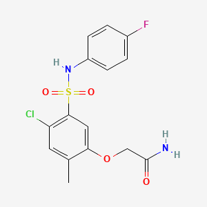 molecular formula C15H14ClFN2O4S B3616740 2-(4-chloro-5-{[(4-fluorophenyl)amino]sulfonyl}-2-methylphenoxy)acetamide 