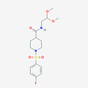 N-(2,2-dimethoxyethyl)-1-(4-fluorophenyl)sulfonylpiperidine-4-carboxamide