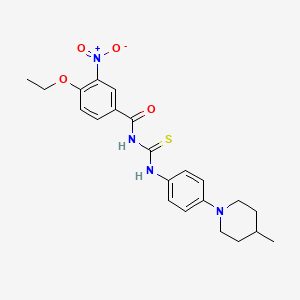 4-ethoxy-N-({[4-(4-methyl-1-piperidinyl)phenyl]amino}carbonothioyl)-3-nitrobenzamide