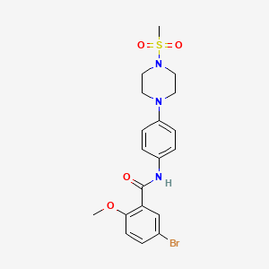 molecular formula C19H22BrN3O4S B3616792 5-bromo-2-methoxy-N-{4-[4-(methylsulfonyl)-1-piperazinyl]phenyl}benzamide 