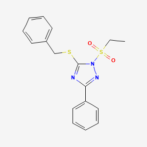 molecular formula C17H17N3O2S2 B3616857 5-(benzylthio)-1-(ethylsulfonyl)-3-phenyl-1H-1,2,4-triazole 