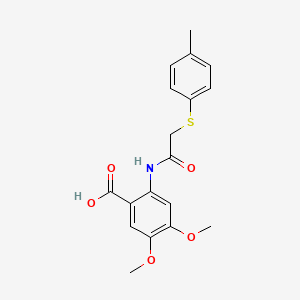 molecular formula C18H19NO5S B3616883 4,5-dimethoxy-2-({[(4-methylphenyl)thio]acetyl}amino)benzoic acid 