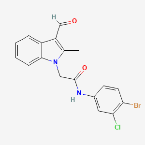 N-(4-bromo-3-chlorophenyl)-2-(3-formyl-2-methyl-1H-indol-1-yl)acetamide