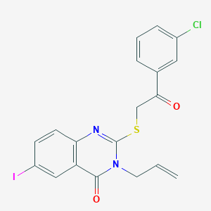 3-allyl-2-{[2-(3-chlorophenyl)-2-oxoethyl]thio}-6-iodo-4(3H)-quinazolinone