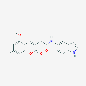 molecular formula C22H20N2O4 B361691 N-(1H-indol-5-yl)-2-(5-methoxy-4,7-dimethyl-2-oxo-2H-chromen-3-yl)acetamide CAS No. 919732-86-8