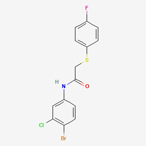 molecular formula C14H10BrClFNOS B3616911 N-(4-bromo-3-chlorophenyl)-2-[(4-fluorophenyl)thio]acetamide 