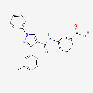 molecular formula C25H21N3O3 B3616923 3-({[3-(3,4-dimethylphenyl)-1-phenyl-1H-pyrazol-4-yl]carbonyl}amino)benzoic acid 