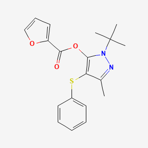 molecular formula C19H20N2O3S B3616950 1-tert-butyl-3-methyl-4-(phenylthio)-1H-pyrazol-5-yl 2-furoate 