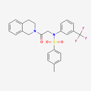 molecular formula C25H23F3N2O3S B3616980 N-[2-(3,4-Dihydro-1H-isoquinolin-2-yl)-2-oxo-ethyl]-4-methyl-N-(3-trifluoromethyl-phenyl)-benzenesulfonamide 