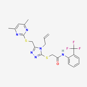 molecular formula C21H21F3N6OS2 B3616985 2-[(4-allyl-5-{[(4,6-dimethyl-2-pyrimidinyl)thio]methyl}-4H-1,2,4-triazol-3-yl)thio]-N-[2-(trifluoromethyl)phenyl]acetamide 