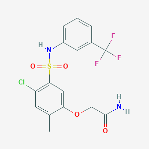 molecular formula C16H14ClF3N2O4S B3617095 2-[4-chloro-2-methyl-5-({[3-(trifluoromethyl)phenyl]amino}sulfonyl)phenoxy]acetamide 