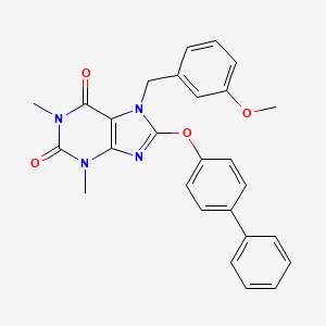 molecular formula C27H24N4O4 B3617108 8-(4-biphenylyloxy)-7-(3-methoxybenzyl)-1,3-dimethyl-3,7-dihydro-1H-purine-2,6-dione 