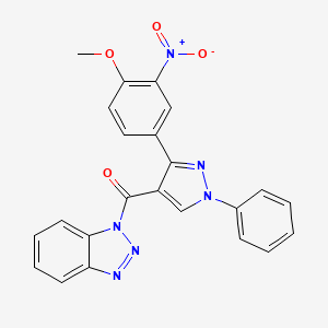 molecular formula C23H16N6O4 B3617146 1-{[3-(4-methoxy-3-nitrophenyl)-1-phenyl-1H-pyrazol-4-yl]carbonyl}-1H-1,2,3-benzotriazole 