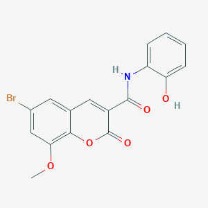 molecular formula C17H12BrNO5 B3617192 6-bromo-N-(2-hydroxyphenyl)-8-methoxy-2-oxo-2H-chromene-3-carboxamide 