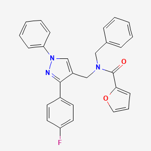 molecular formula C28H22FN3O2 B3617219 N-benzyl-N-{[3-(4-fluorophenyl)-1-phenyl-1H-pyrazol-4-yl]methyl}-2-furamide 