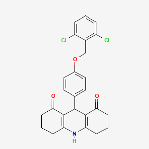 molecular formula C26H23Cl2NO3 B3617220 9-{4-[(2,6-dichlorobenzyl)oxy]phenyl}-3,4,6,7,9,10-hexahydro-1,8(2H,5H)-acridinedione 