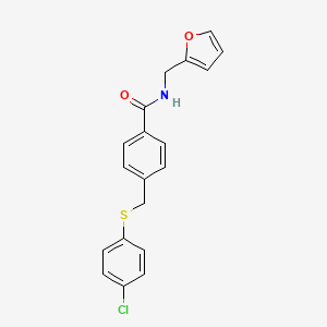 molecular formula C19H16ClNO2S B3617306 4-{[(4-chlorophenyl)thio]methyl}-N-(2-furylmethyl)benzamide 