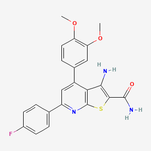 molecular formula C22H18FN3O3S B3617344 3-amino-4-(3,4-dimethoxyphenyl)-6-(4-fluorophenyl)thieno[2,3-b]pyridine-2-carboxamide 