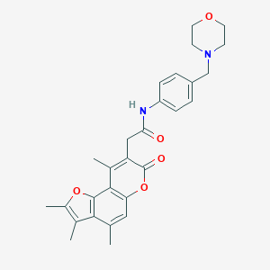 N-[4-(morpholin-4-ylmethyl)phenyl]-2-(2,3,4,9-tetramethyl-7-oxo-7H-furo[2,3-f]chromen-8-yl)acetamide