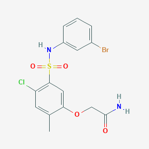 molecular formula C15H14BrClN2O4S B3617414 2-(5-{[(3-bromophenyl)amino]sulfonyl}-4-chloro-2-methylphenoxy)acetamide 