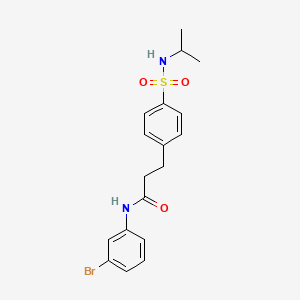 molecular formula C18H21BrN2O3S B3617425 N-(3-bromophenyl)-3-{4-[(isopropylamino)sulfonyl]phenyl}propanamide 